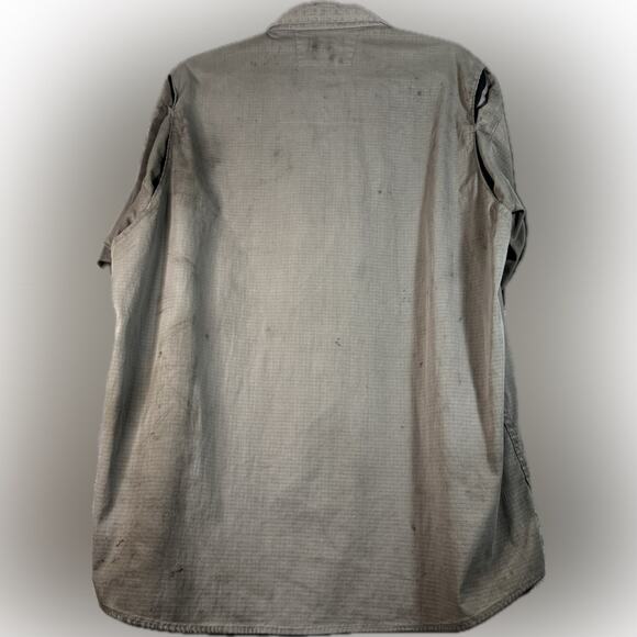 Carhartt Thrashed Distressed Men Size XL Ripstop Button-Down SS Work Shirt Gray - Picture 2 of 9